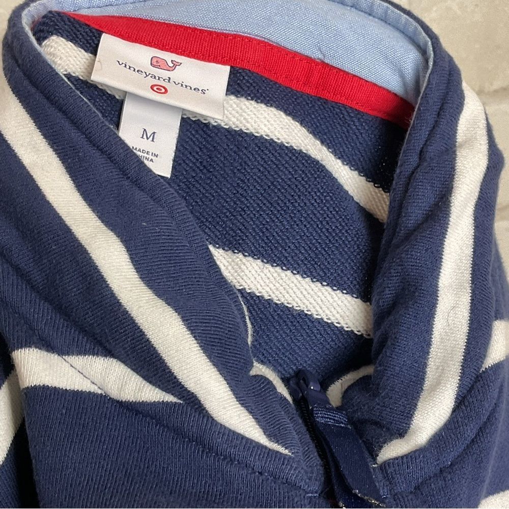 Vineyard Vines Striped Quarter Zip Pullover Long Sleeve Sweatshirt Size M - Picture 9 of 12